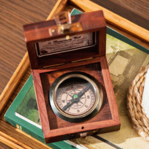 Handcrafted Compass in Wooden Box